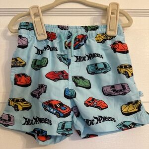 Posh Peanut x Hot Wheels Kids' Blue Car Print Swim Trunks